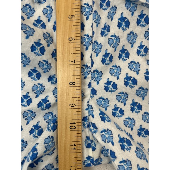 J.Crew Pants Womens 10 Blue Floral Linen Cotton Pull On Crop Coastal Beach - Picture 7 of 9